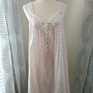 Eileen West Pink Floral Print Sleeveless Cotton Lawn Short Nightgown Chemise XL